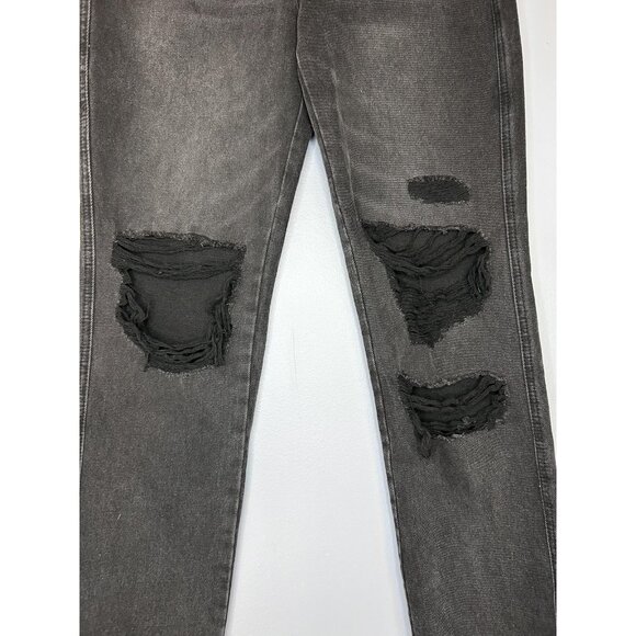 Flying Monkey Black Label Jeans Womens 25 Black Distressed Super High Rise Crop - Picture 4 of 16